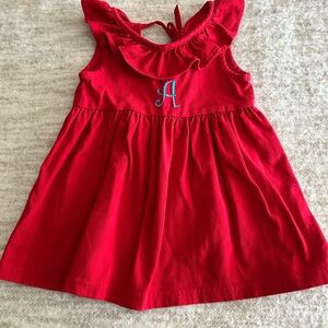 Kelly's Kids Red Top with Ruffle and Monogram